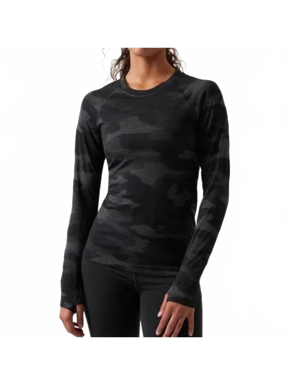 Athleta Momentum Seamless Camo Top Long Sleeve Shirt Women's Size XS